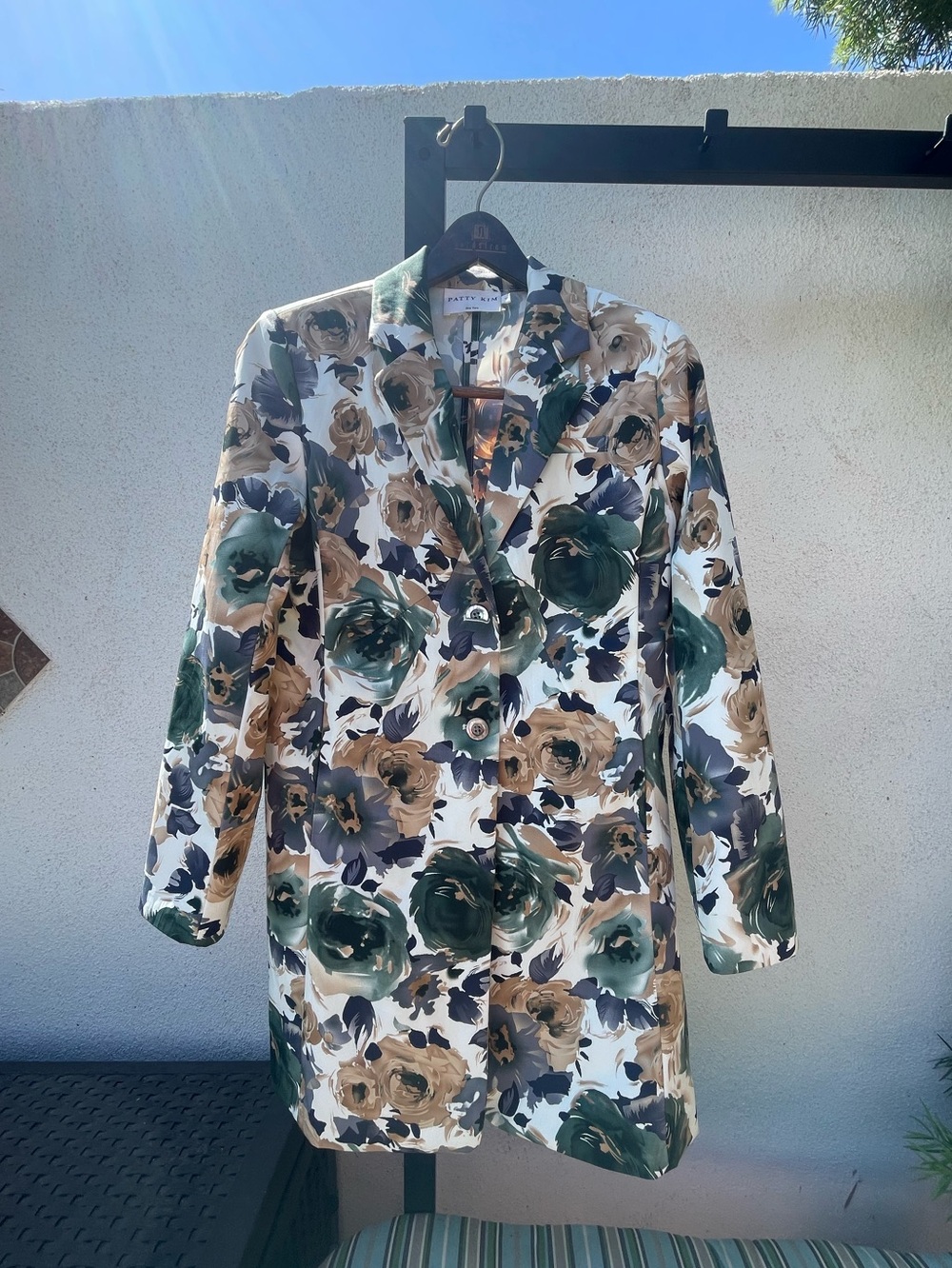 Patty Kim Floral Blazer in Green, Brown, Cream